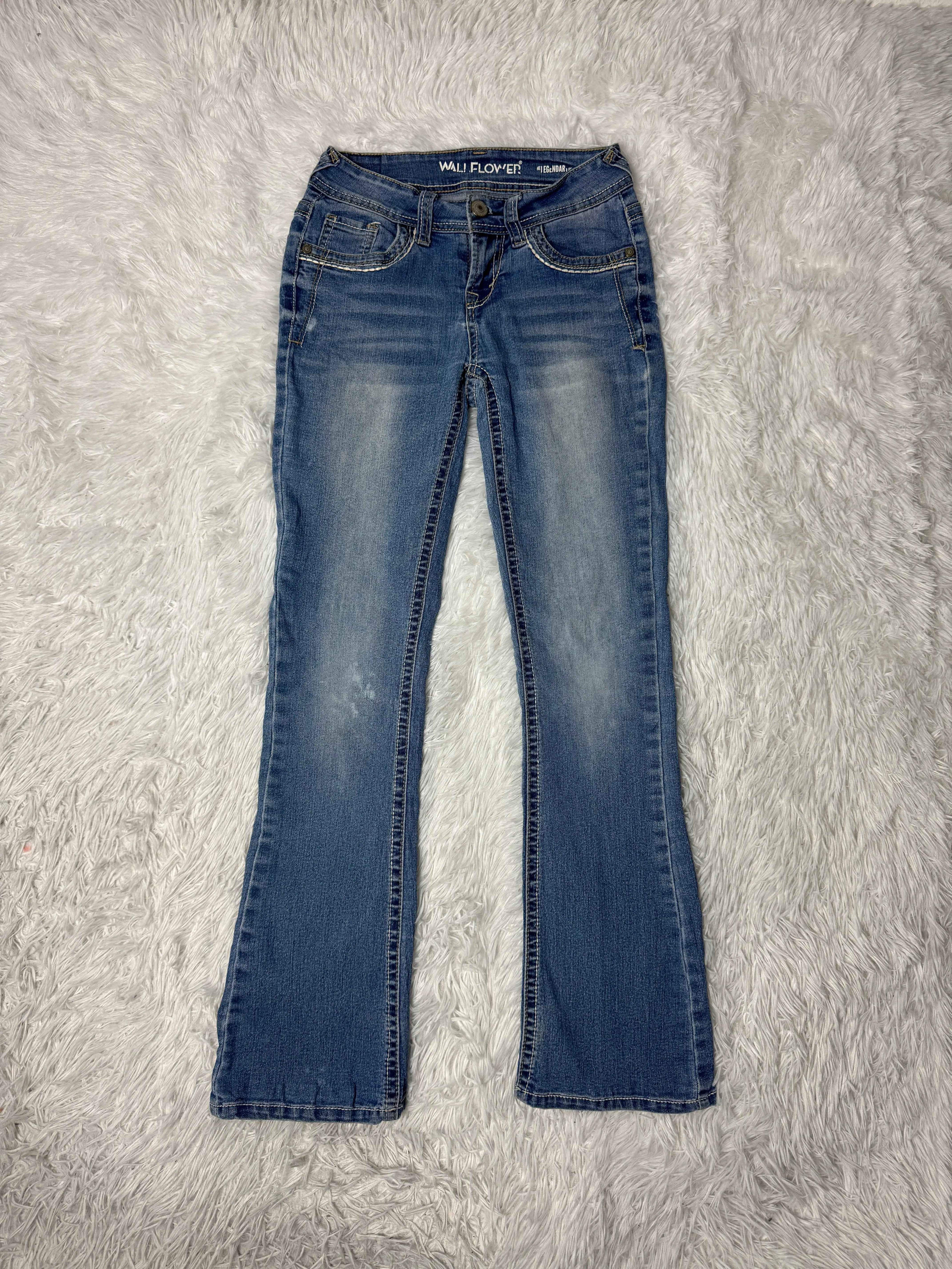 Embroidered Y2K Flared Denim Jeans (Grösse-XS)