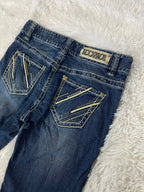 Embroidered Y2K Flared Denim Jeans (S) yv.vintage