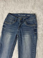 Embroidered Y2K Flared Denim Jeans (Grösse-XS)