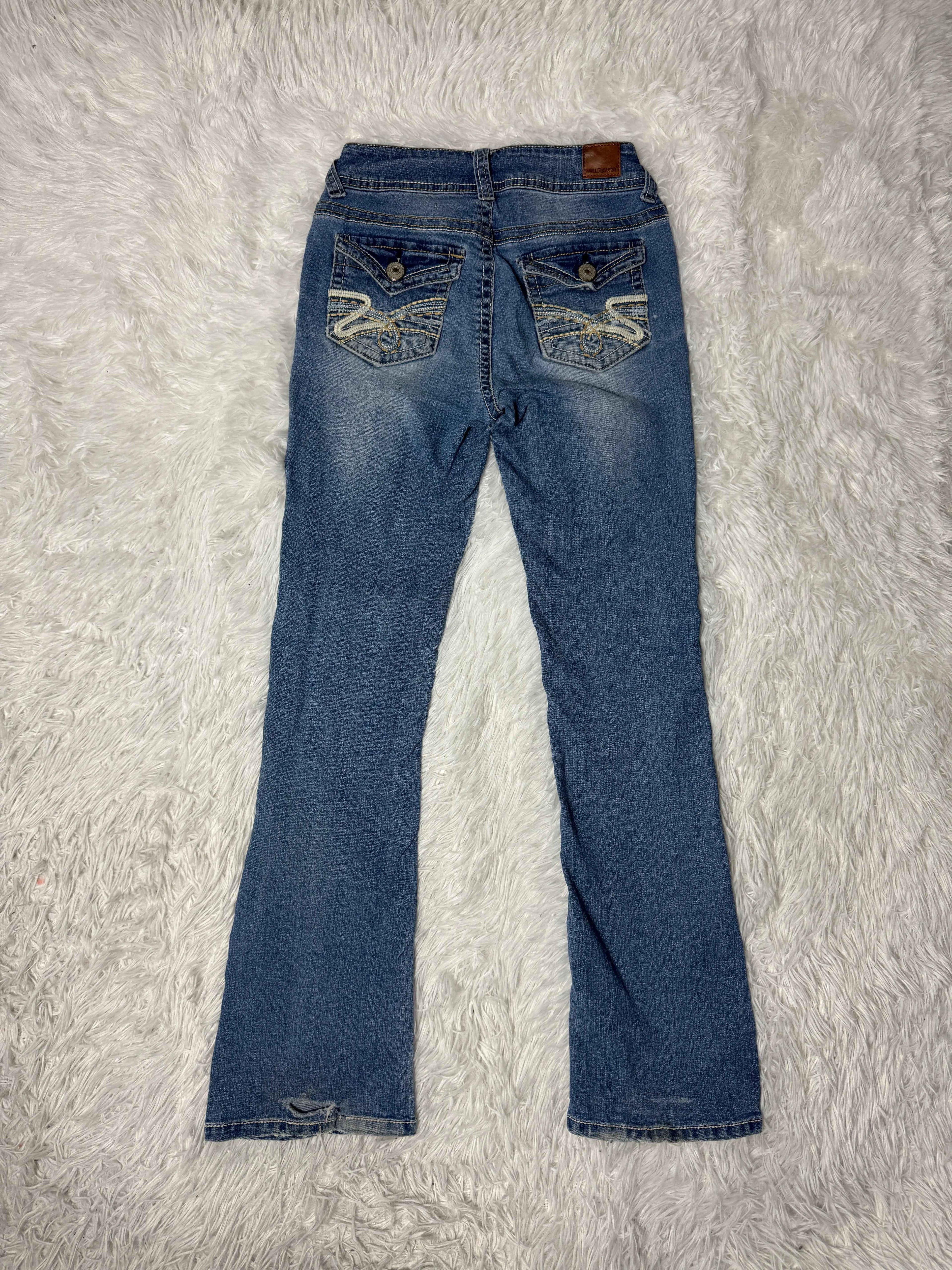 Embroidered Y2K Flared Denim Jeans (Grösse-XS)