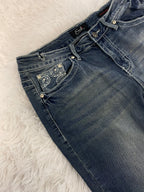 Embroidered Y2K Flared Denim Jeans (S) yv.vintage