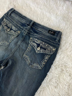 Embroidered Y2K Flared Denim Jeans (S) yv.vintage