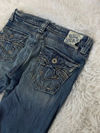 Embroidered Y2K Flared Denim Jeans (S) yv.vintage
