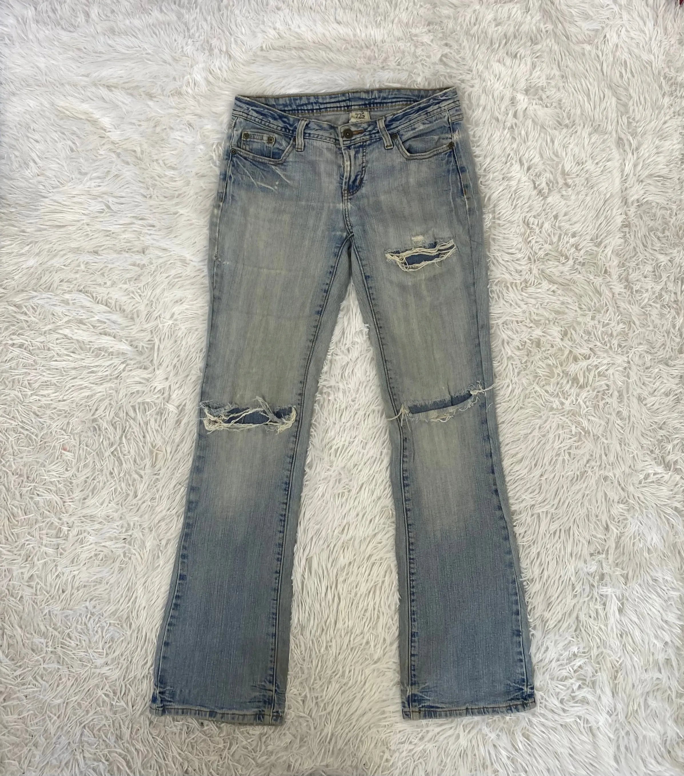 Embroidered Y2K Flared Denim Jeans (S) yv.vintage