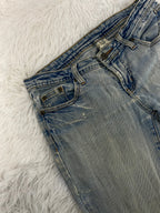 Embroidered Y2K Flared Denim Jeans (S) yv.vintage