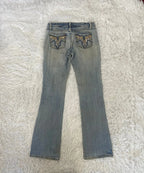 Embroidered Y2K Flared Denim Jeans (S) yv.vintage
