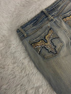 Embroidered Y2K Flared Denim Jeans (S) yv.vintage