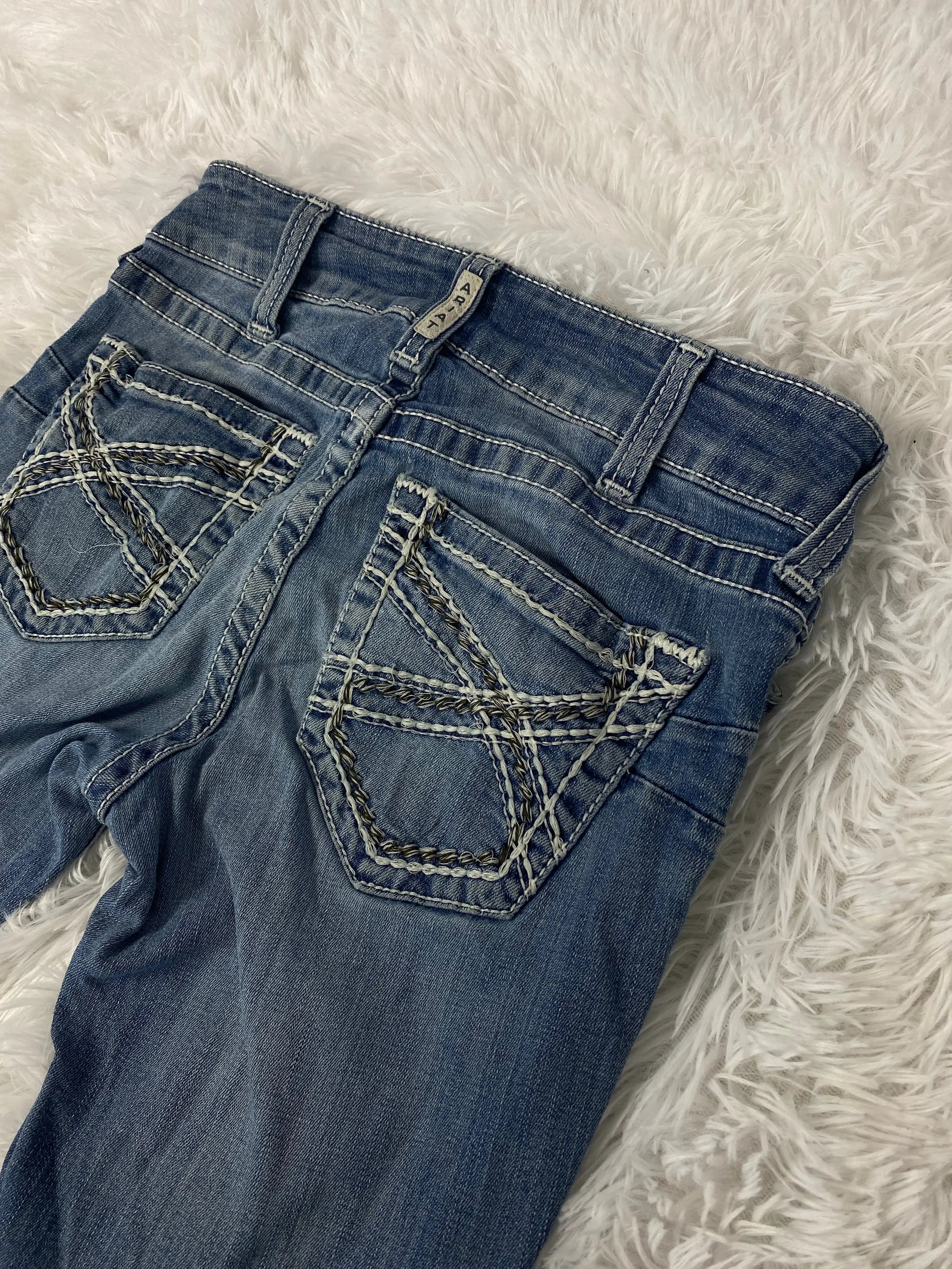 Embroidered Y2K Flared Denim Jeans (S) yv.vintage