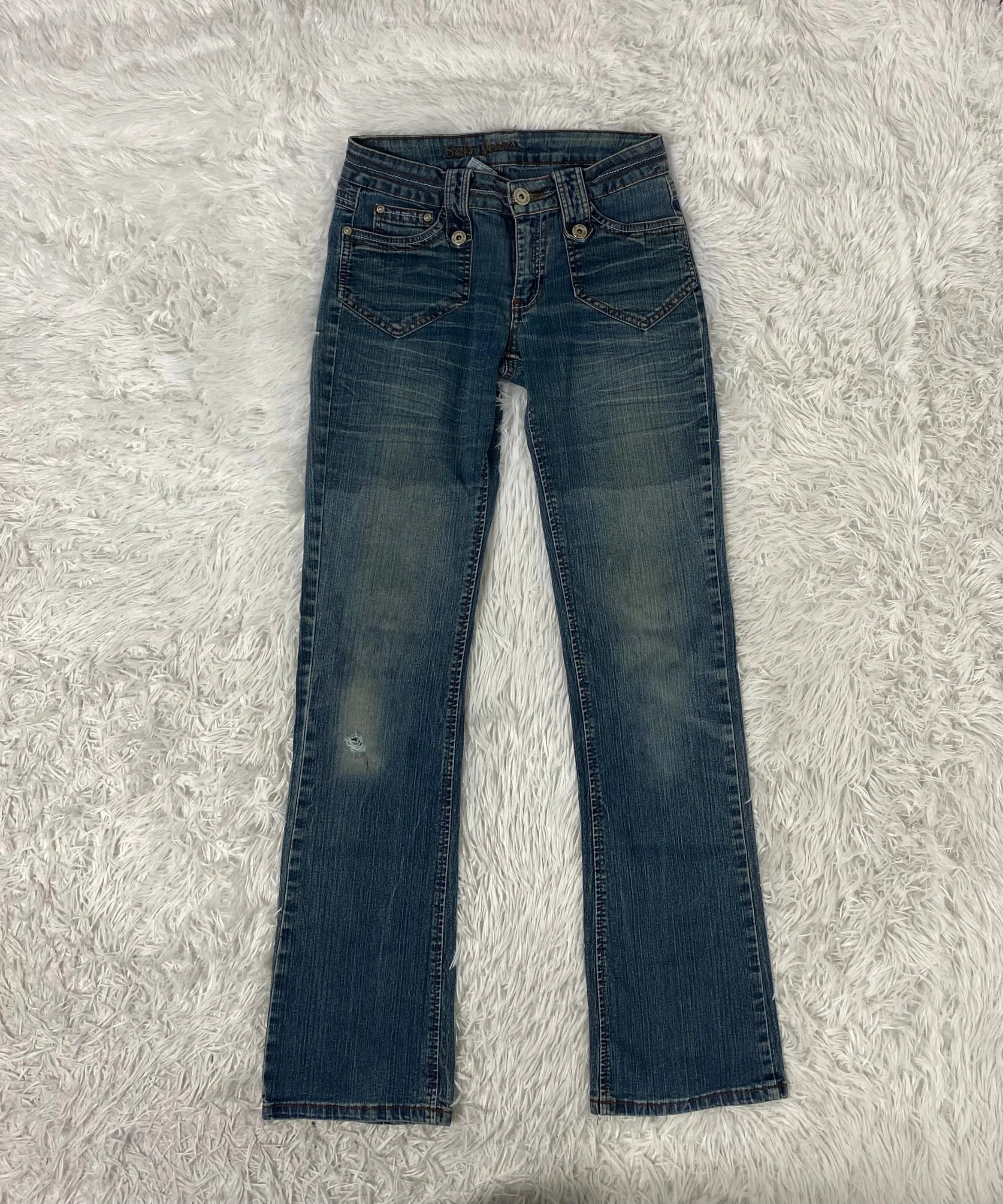 Embroidered Y2K Flared Denim Jeans (XS) yv.vintage
