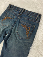 Embroidered Y2K Flared Denim Jeans (XS) yv.vintage