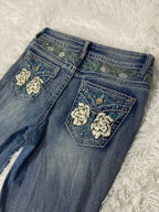 Embroidered Y2K Flared Denim Jeans (M) yv.vintage