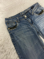 Embroidered Y2K Flared Denim Jeans (M) yv.vintage