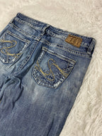 Embroidered Y2K Flared Denim Jeans (M) yv.vintage