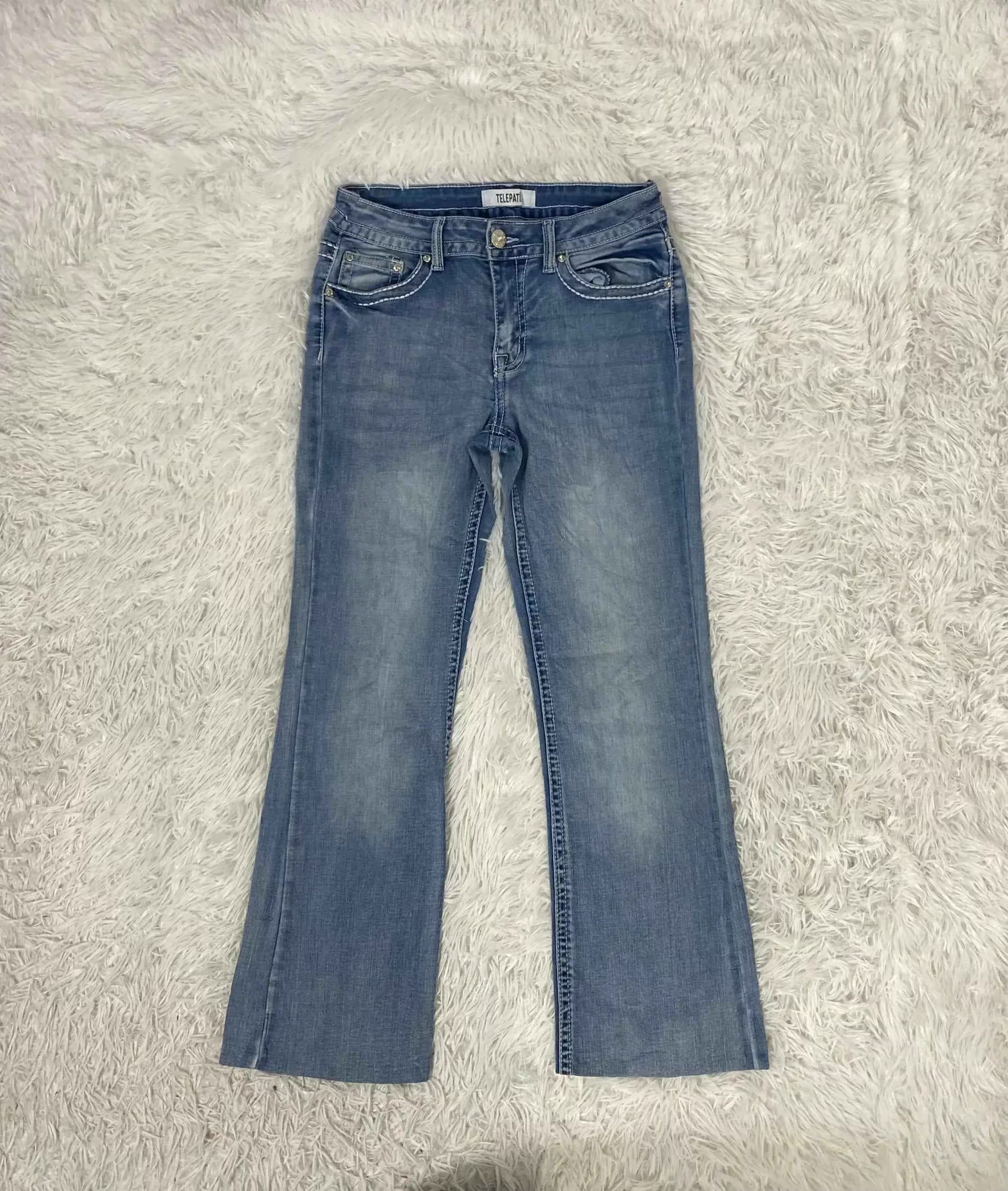 Embroidered Y2K Flared Denim Jeans (Grösse-S)