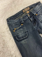 Embroidered Y2K Flared Denim Jeans (Grösse-M)