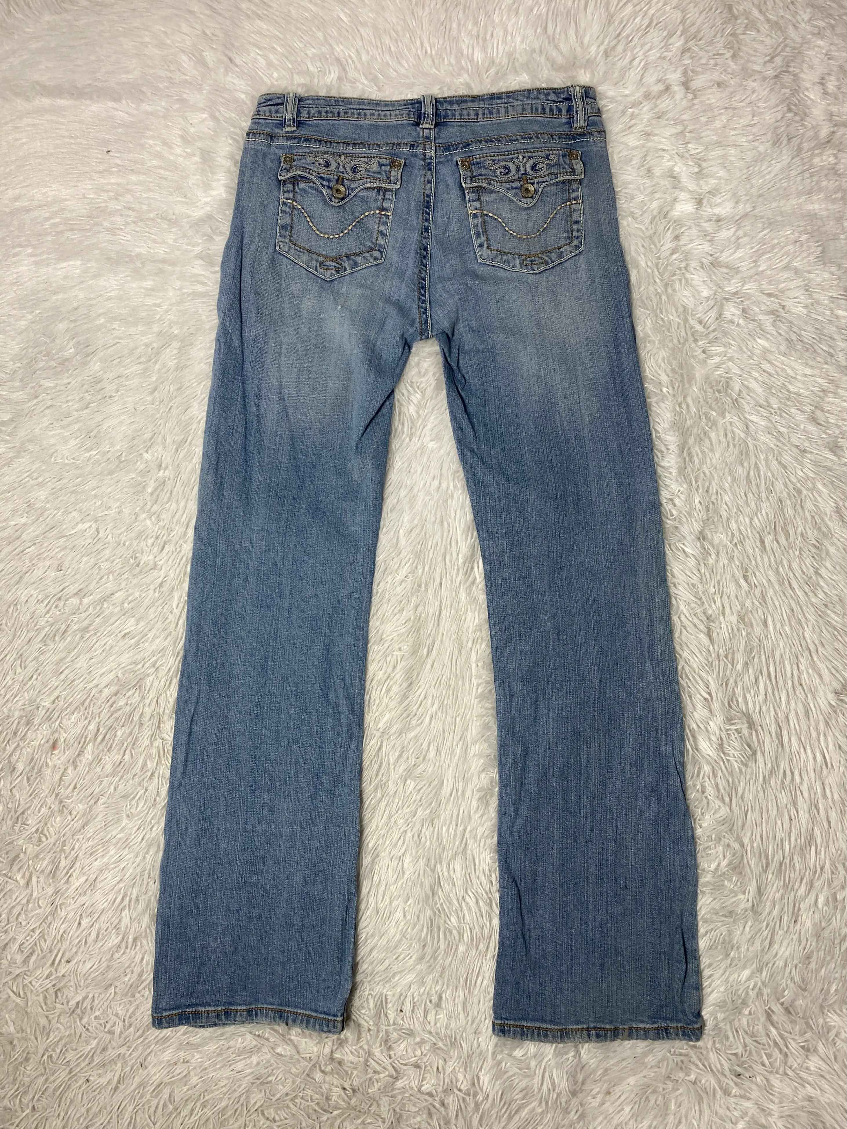 Embroidered Y2K Flared Denim Jeans (Grösse-M)