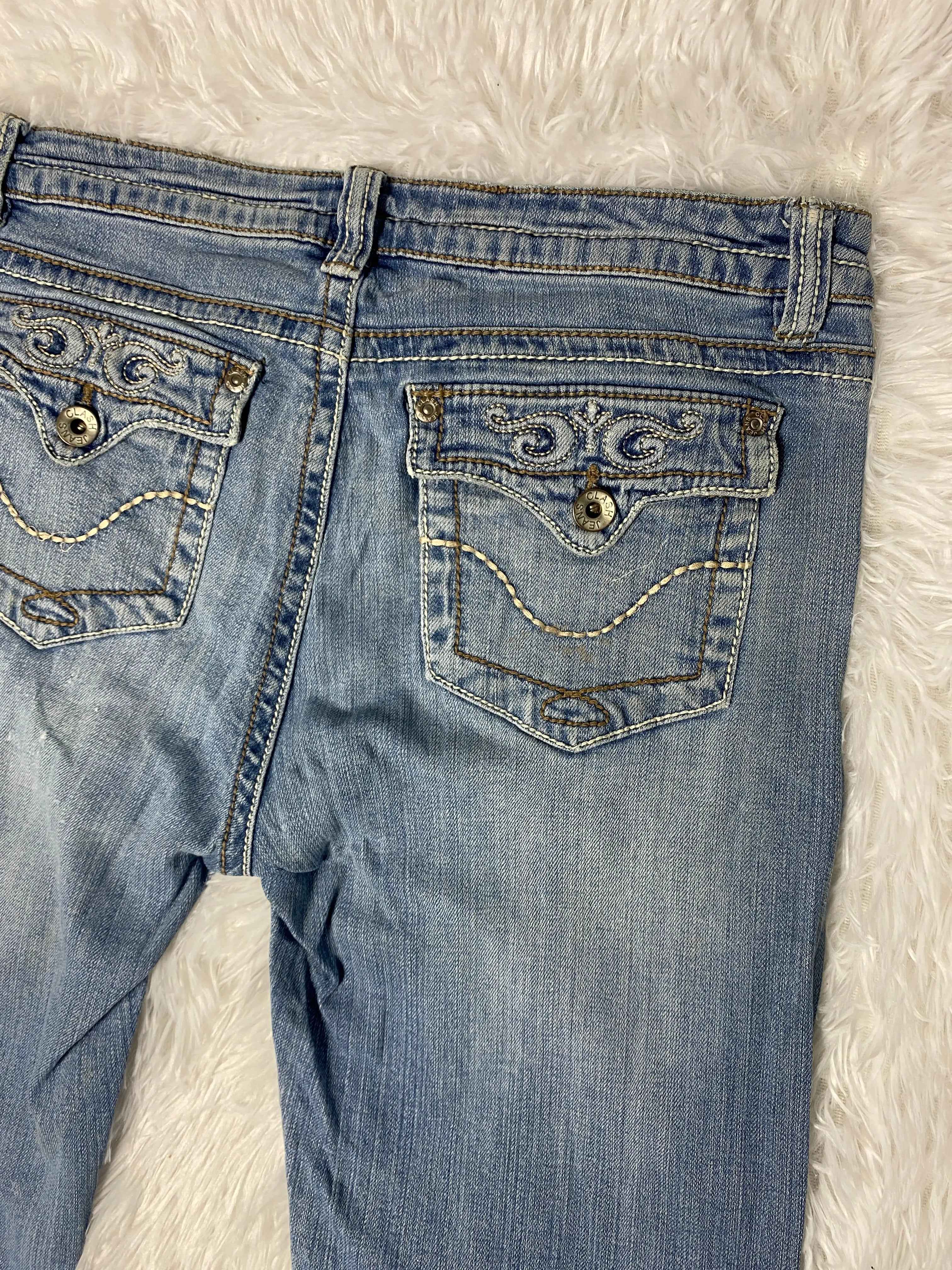 Embroidered Y2K Flared Denim Jeans (Grösse-M)