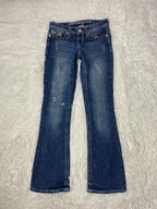 Embroidered Y2K Flared Denim Jeans (Grösse-S)