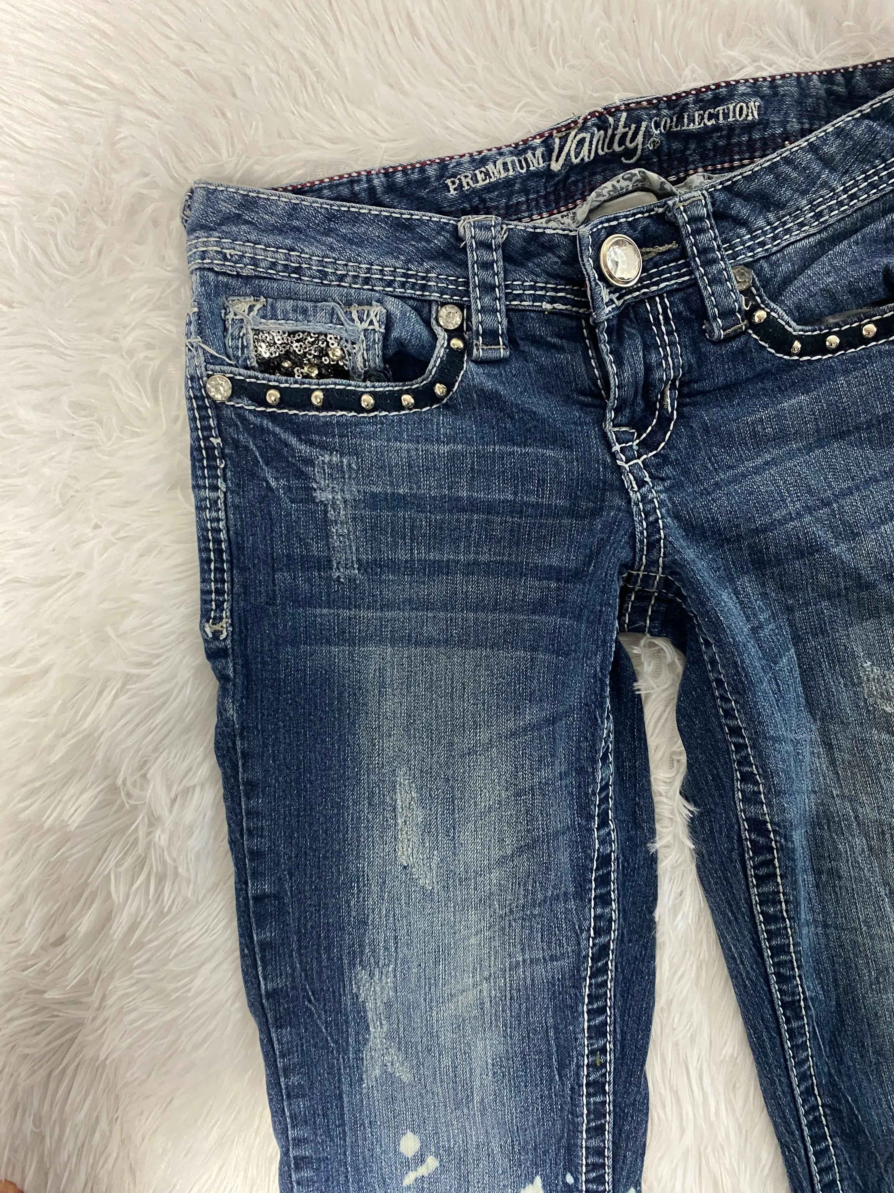 Embroidered Y2K Flared Denim Jeans (Grösse-S)