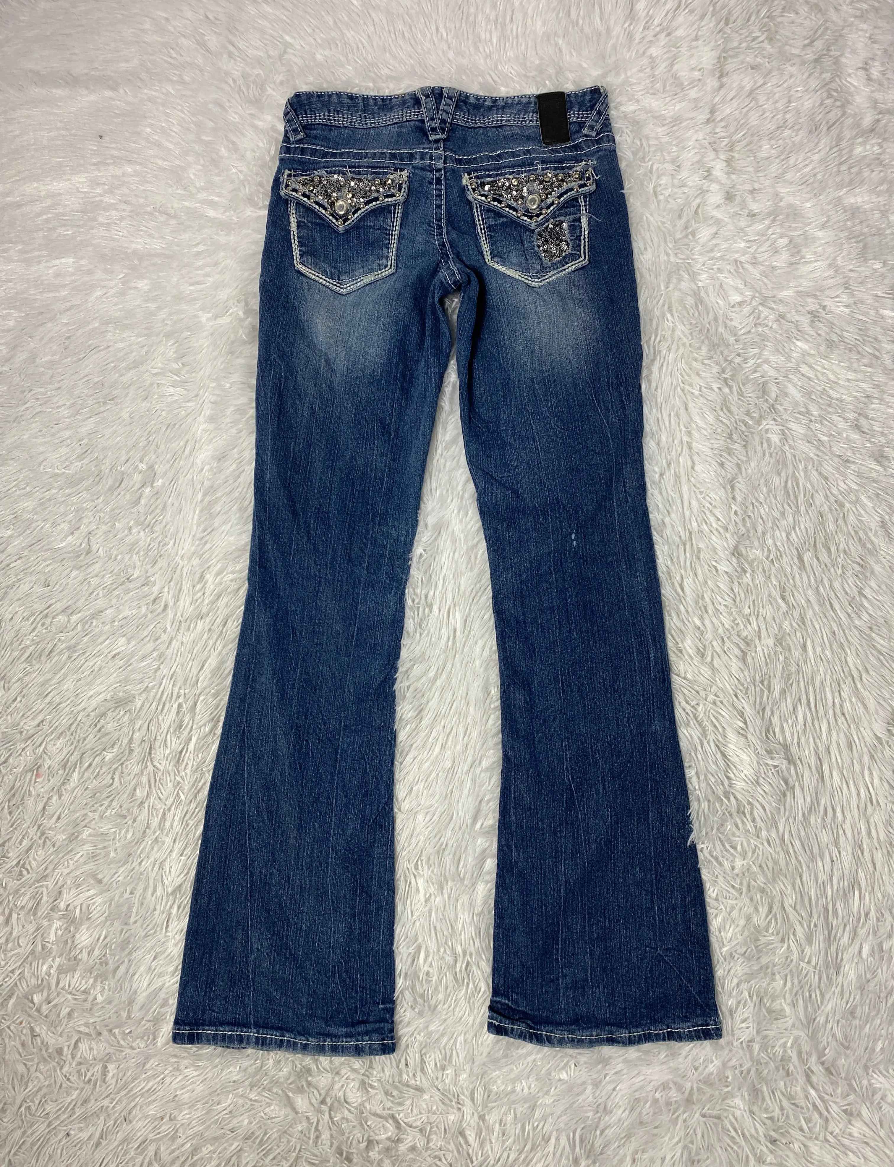 Embroidered Y2K Flared Denim Jeans (Grösse-S)