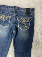 Embroidered Y2K Flared Denim Jeans (Grösse-S)