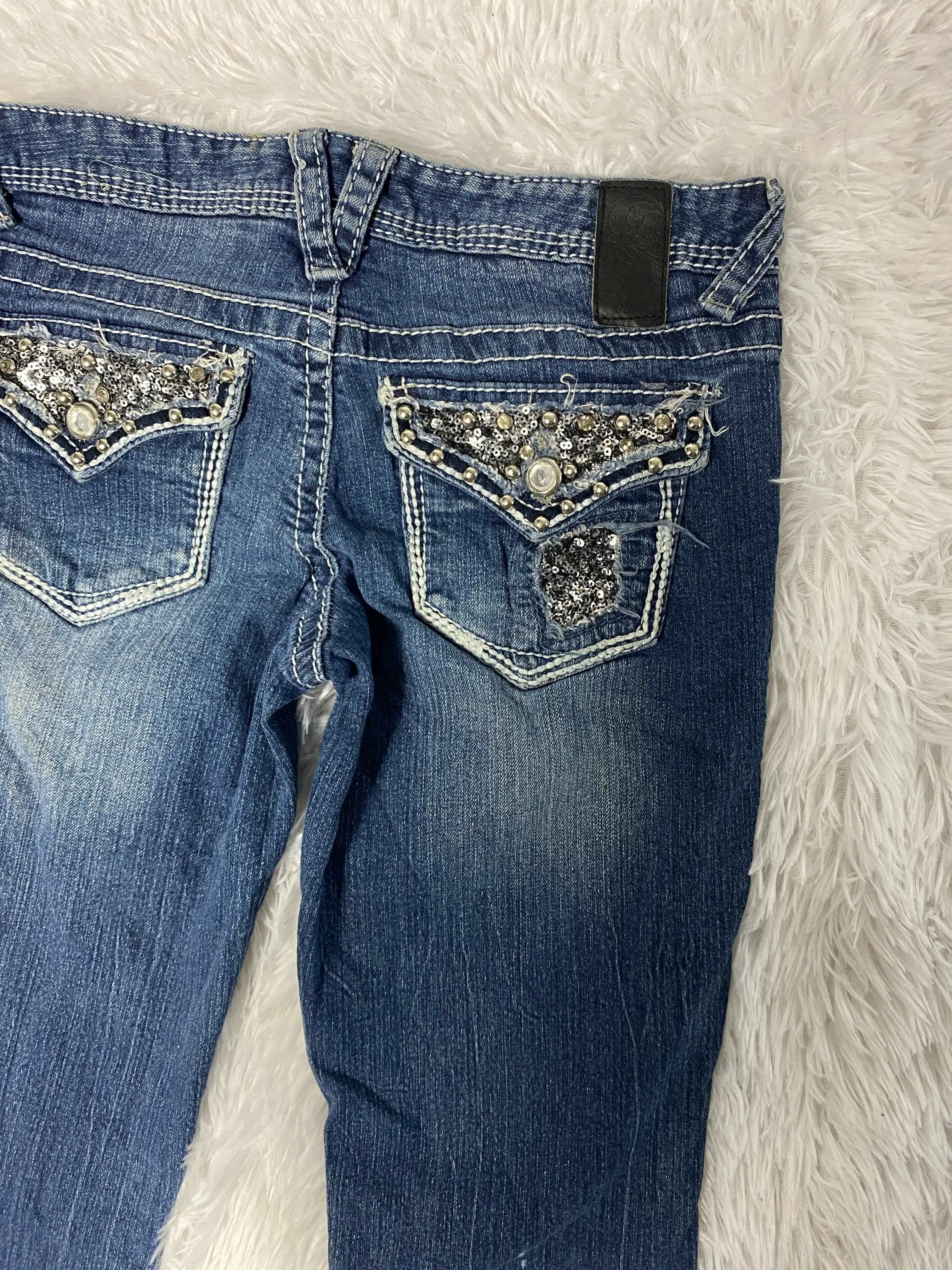 Embroidered Y2K Flared Denim Jeans (Grösse-S)