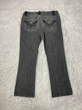 Embroidered Y2K Flared Denim Jeans (Grösse-M)