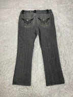 Embroidered Y2K Flared Denim Jeans (Grösse-M)