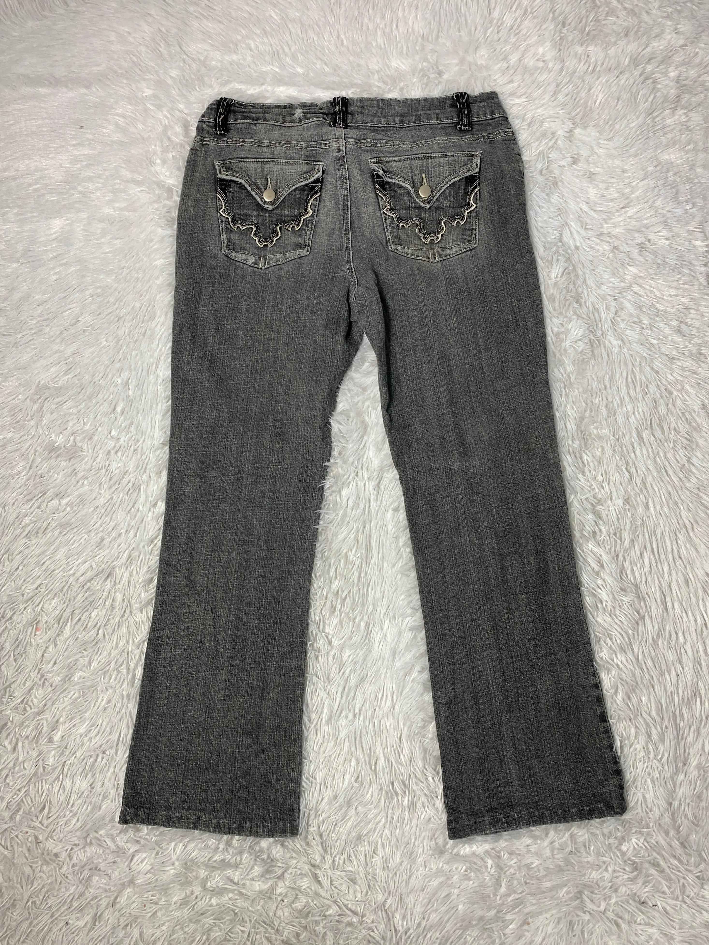 Embroidered Y2K Flared Denim Jeans (Grösse-M)