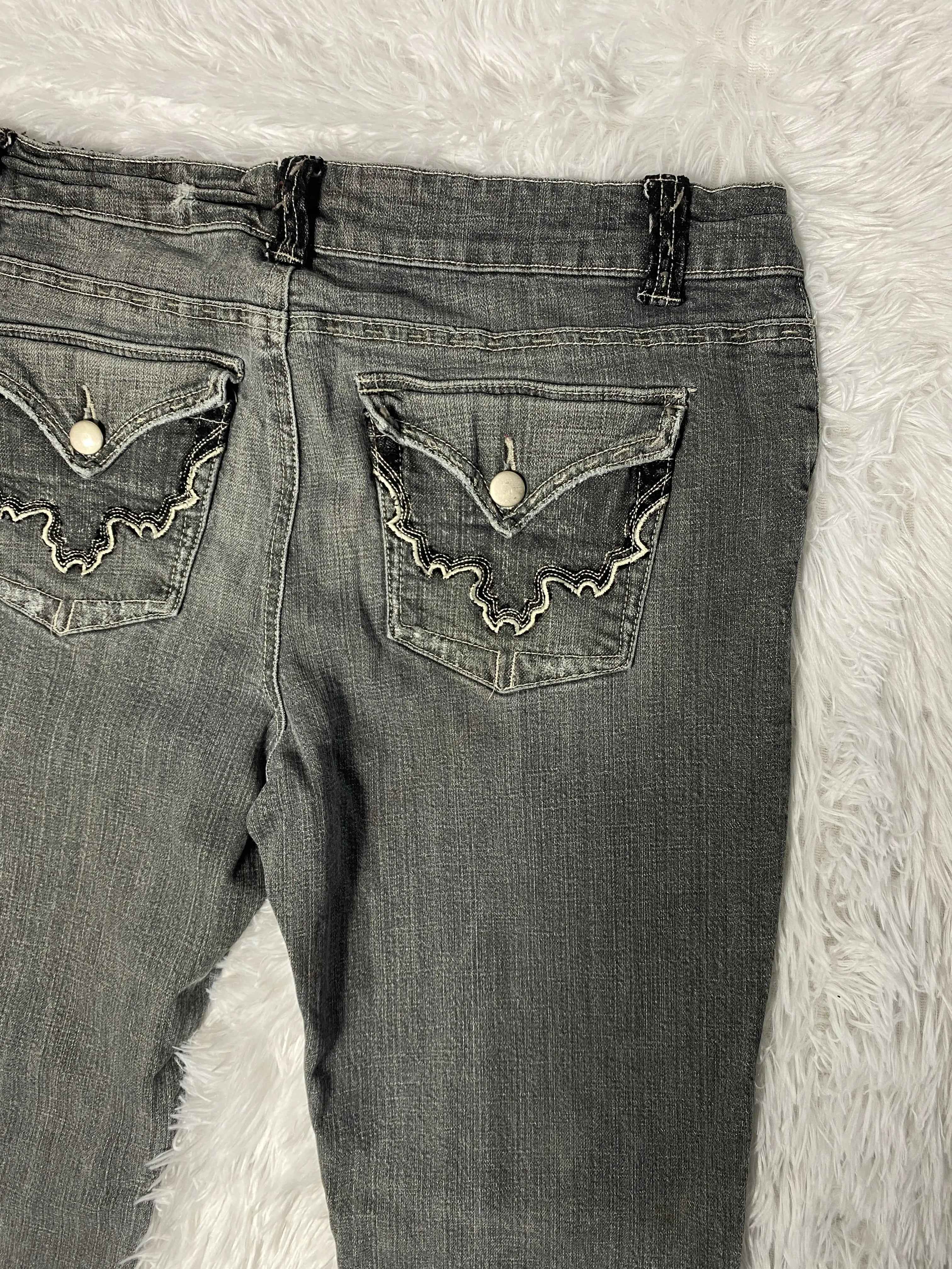 Embroidered Y2K Flared Denim Jeans (Grösse-M)