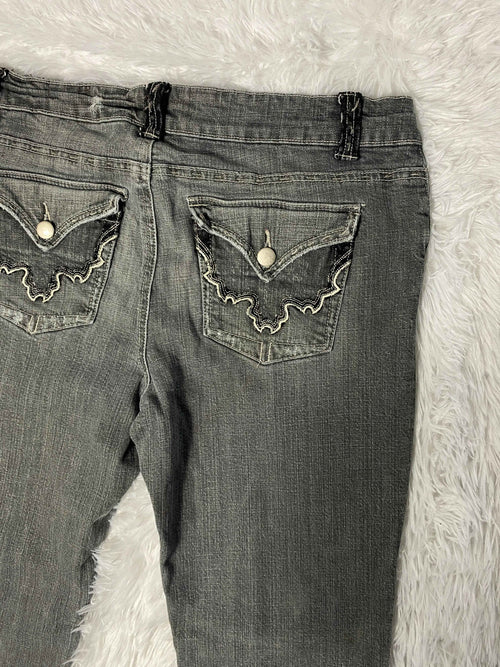 Embroidered Y2K Flared Denim Jeans (Grösse-M)