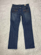 Embroidered Y2K Flared Denim Jeans (Grösse-M)