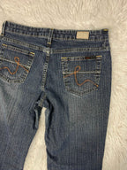Embroidered Y2K Flared Denim Jeans (Grösse-M)