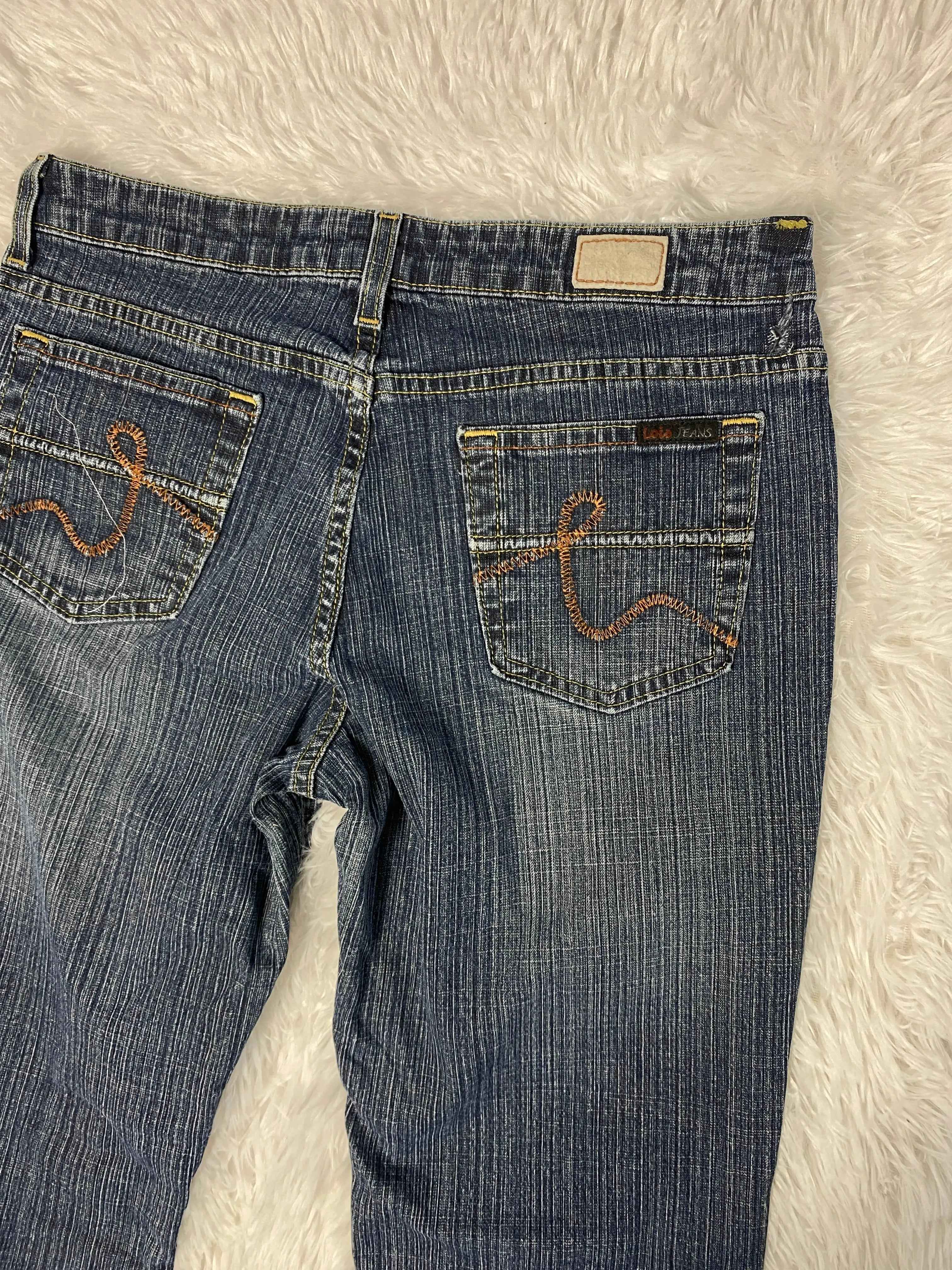Embroidered Y2K Flared Denim Jeans (Grösse-M)