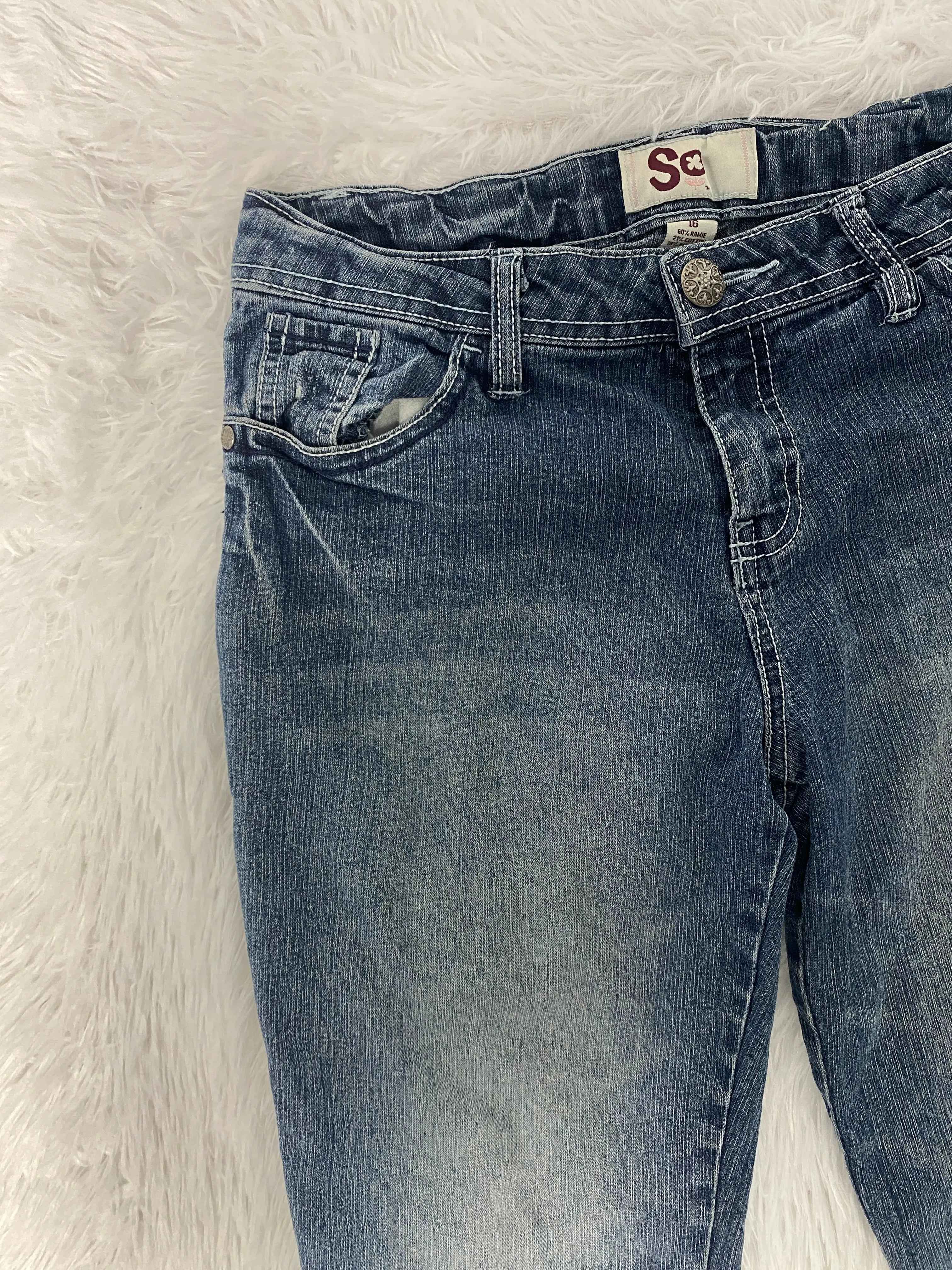 Embroidered Y2K Flared Denim Jeans (Grösse-S)