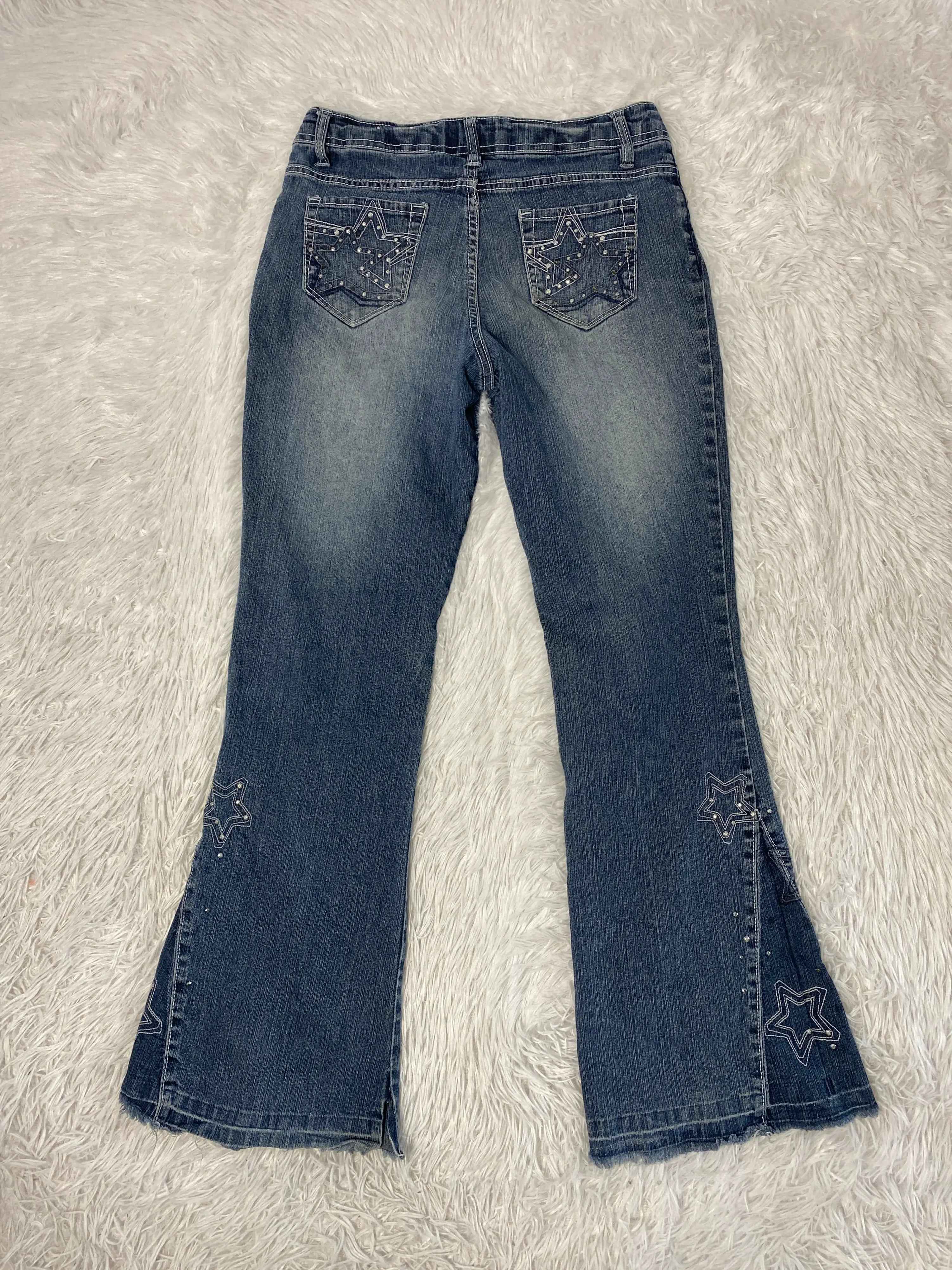Embroidered Y2K Flared Denim Jeans (Grösse-S)