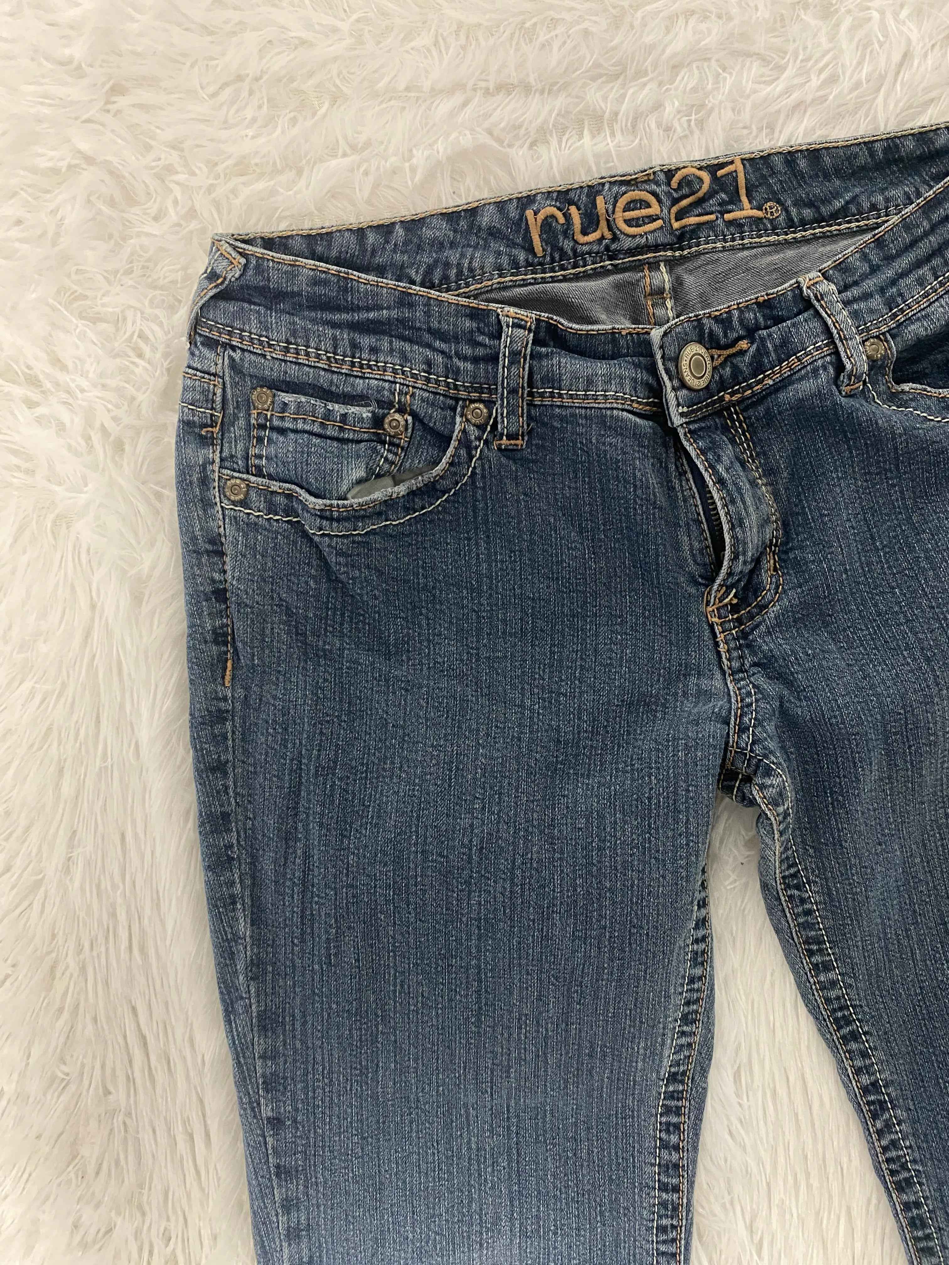 Embroidered Y2K Flared Denim Jeans (Grösse-S)