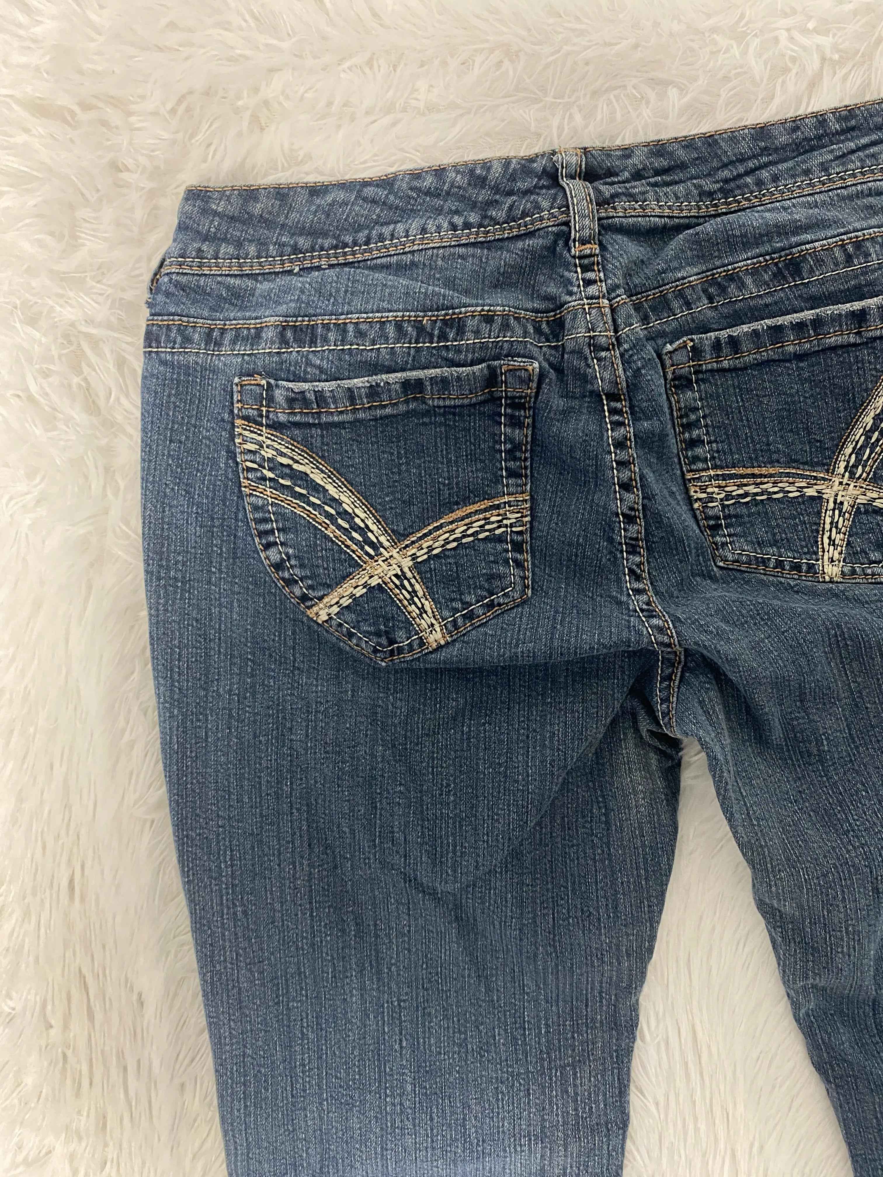 Embroidered Y2K Flared Denim Jeans (Grösse-S)