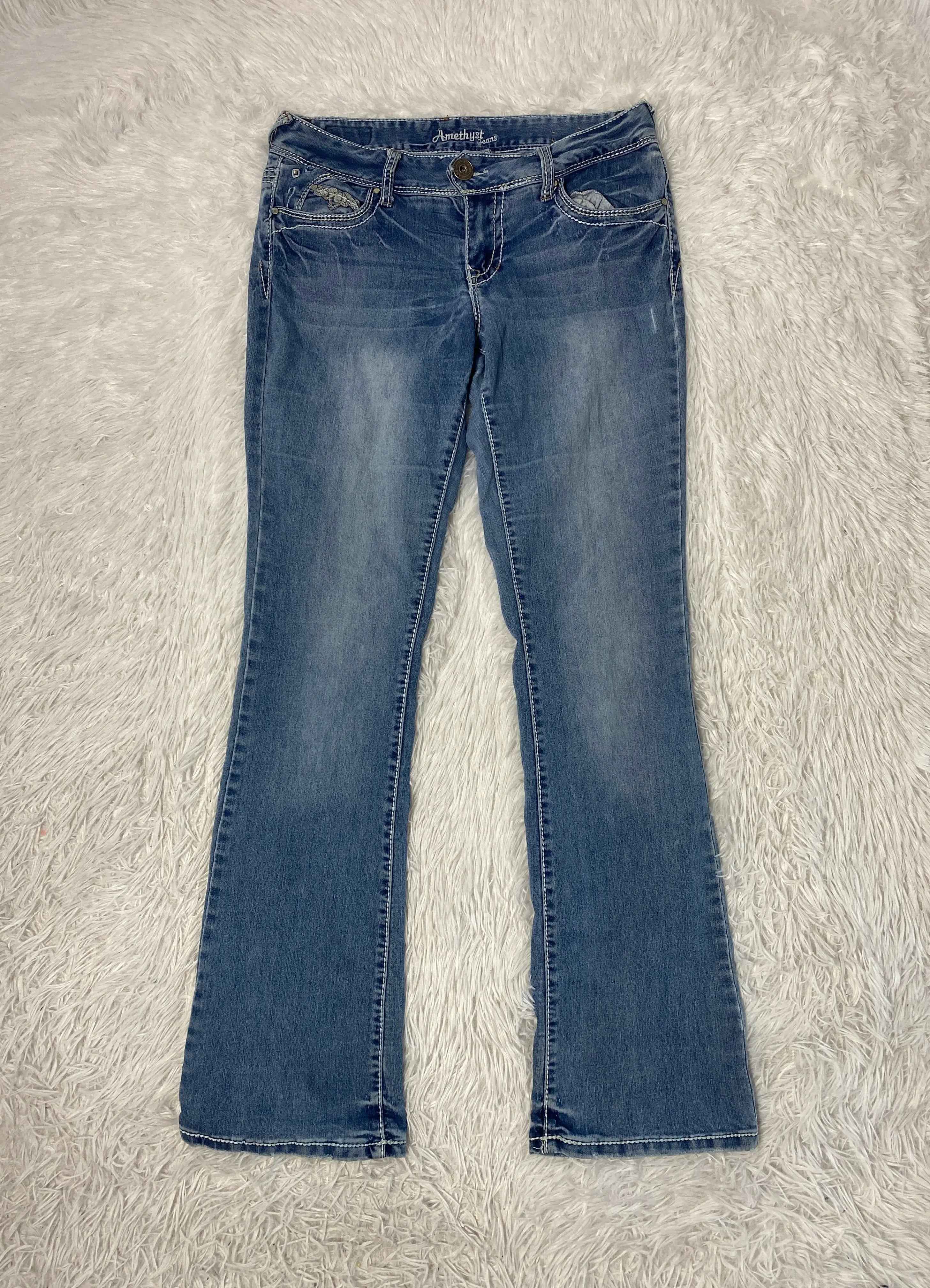 Embroidered Y2K Flared Denim Jeans (Grösse-S)