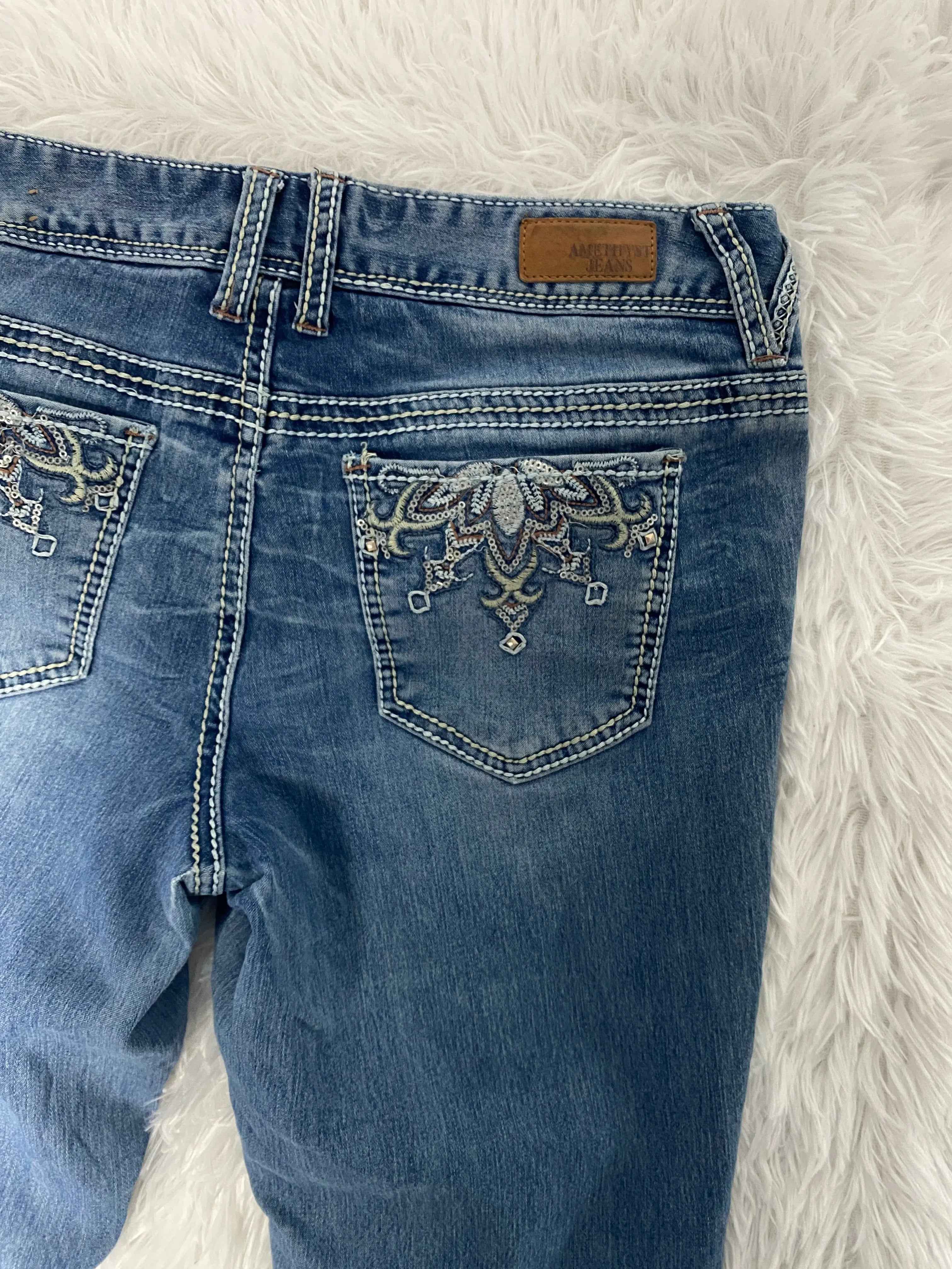 Embroidered Y2K Flared Denim Jeans (Grösse-S)