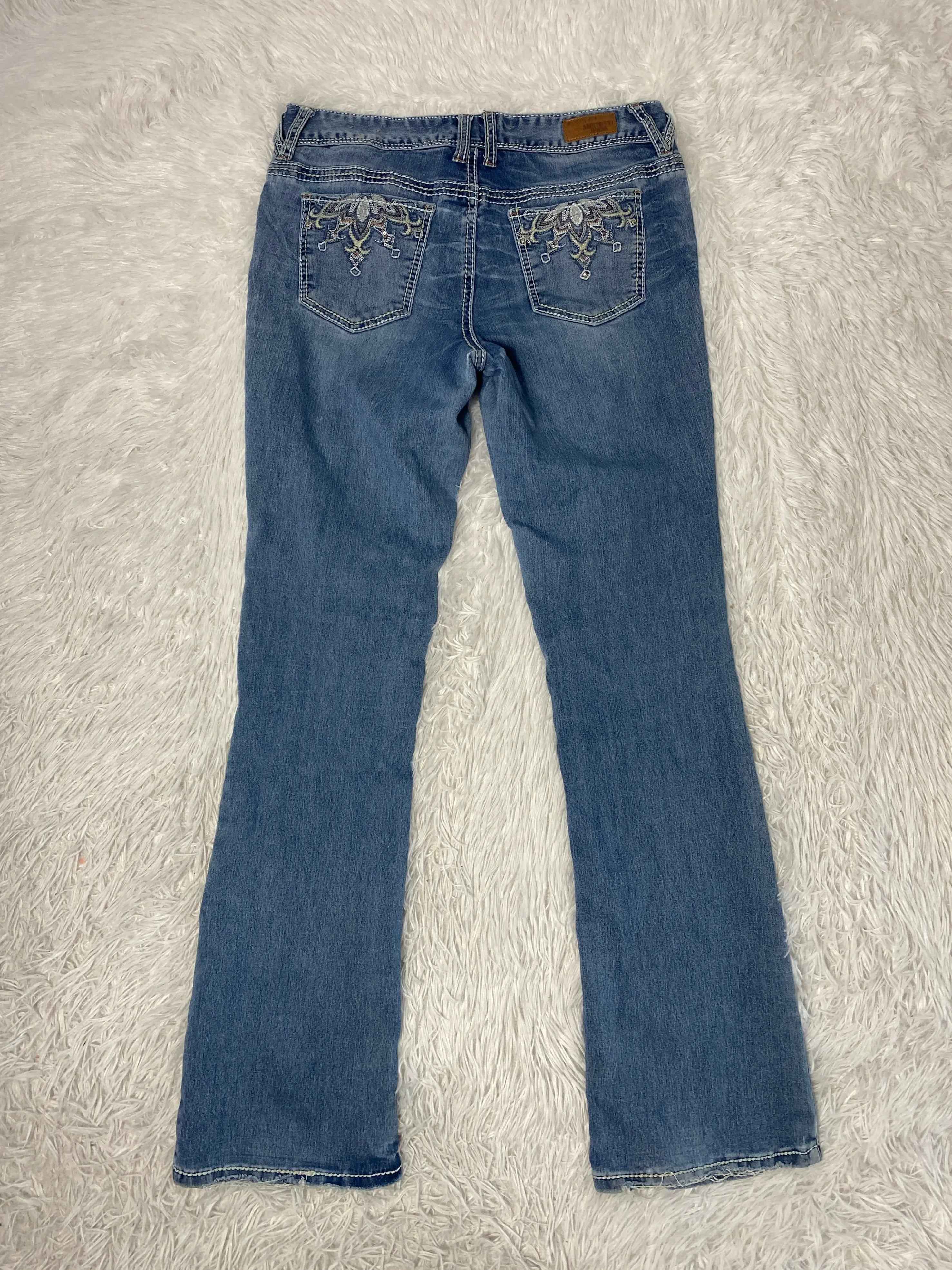 Embroidered Y2K Flared Denim Jeans (Grösse-S)