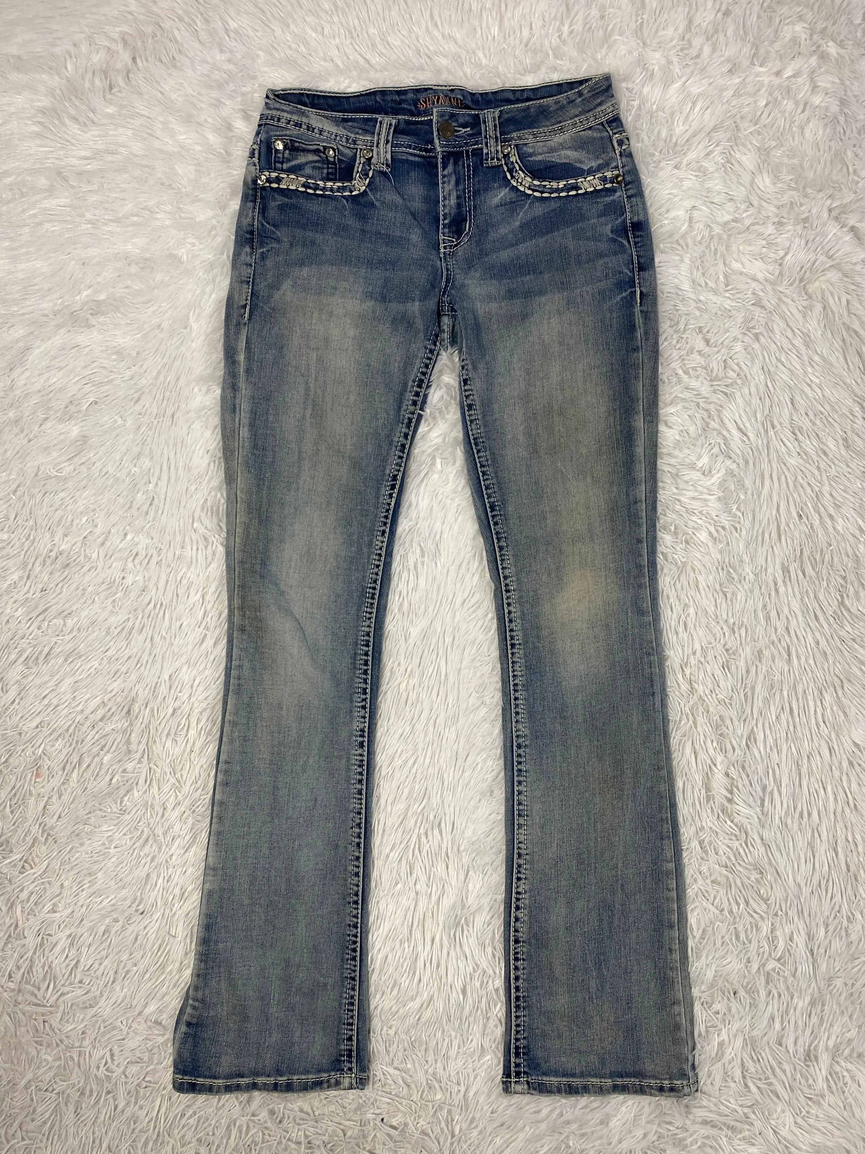Embroidered Y2K Flared Denim Jeans (Grösse-S)