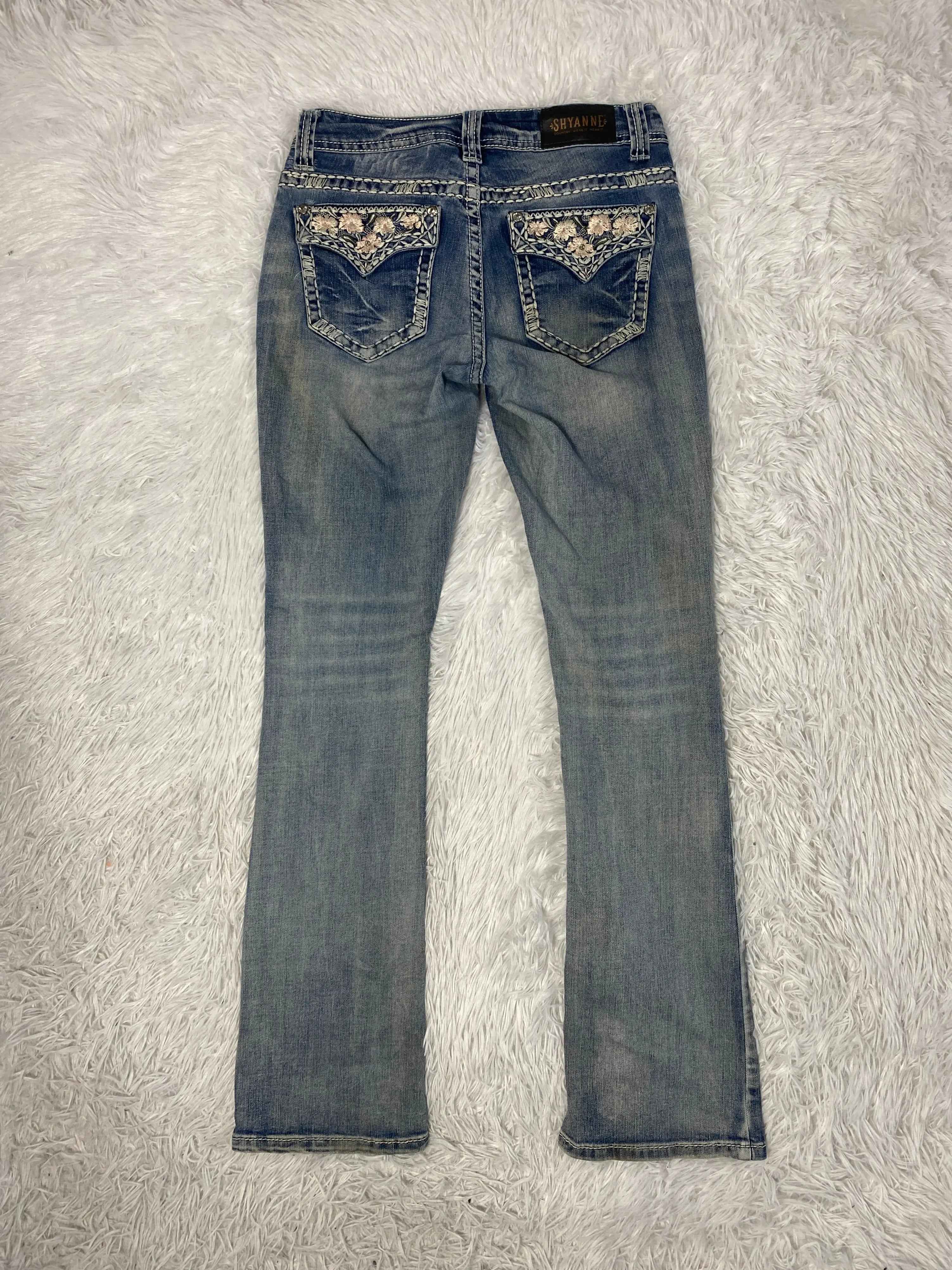 Embroidered Y2K Flared Denim Jeans (Grösse-S)