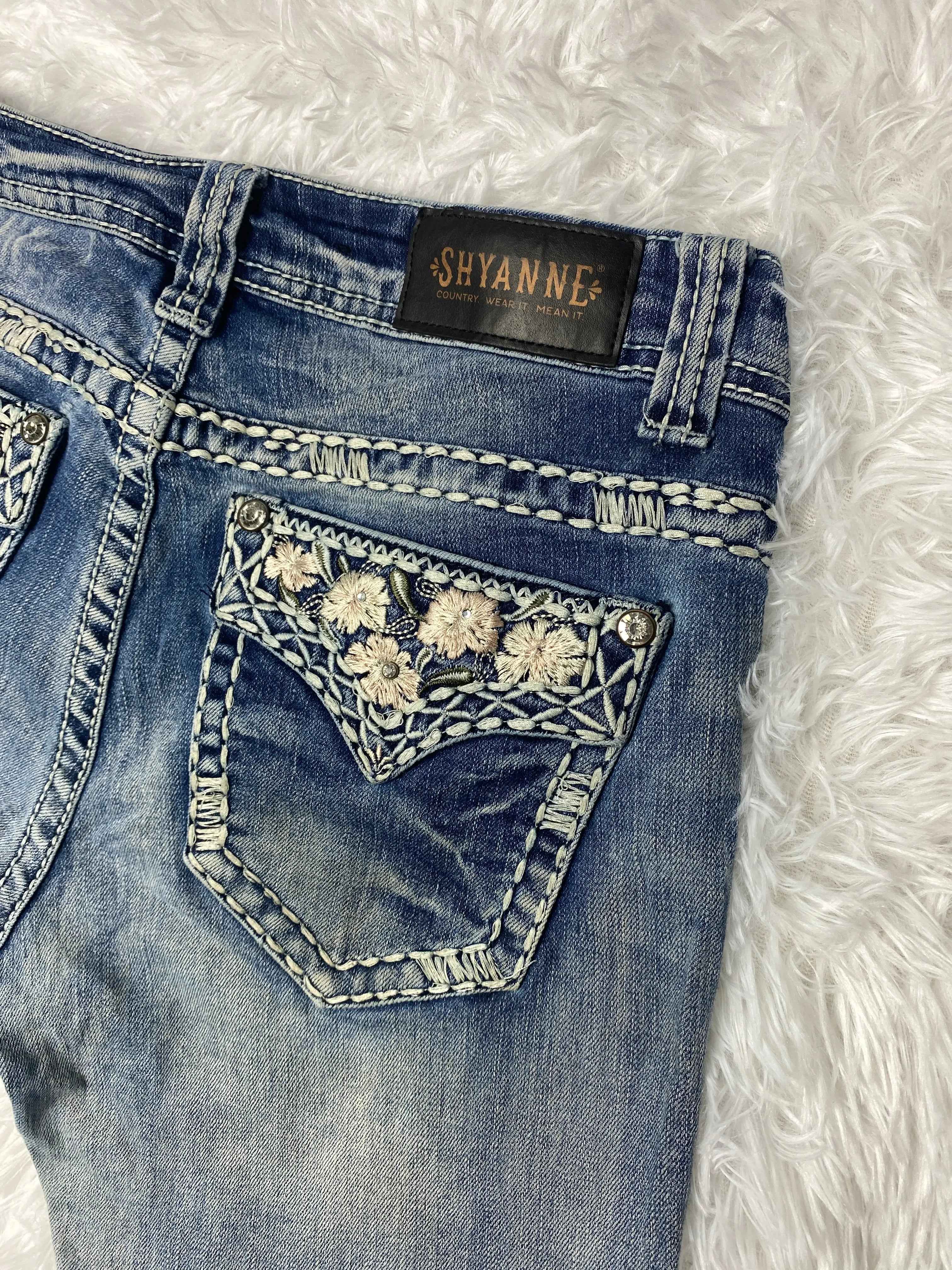 Embroidered Y2K Flared Denim Jeans (Grösse-S)