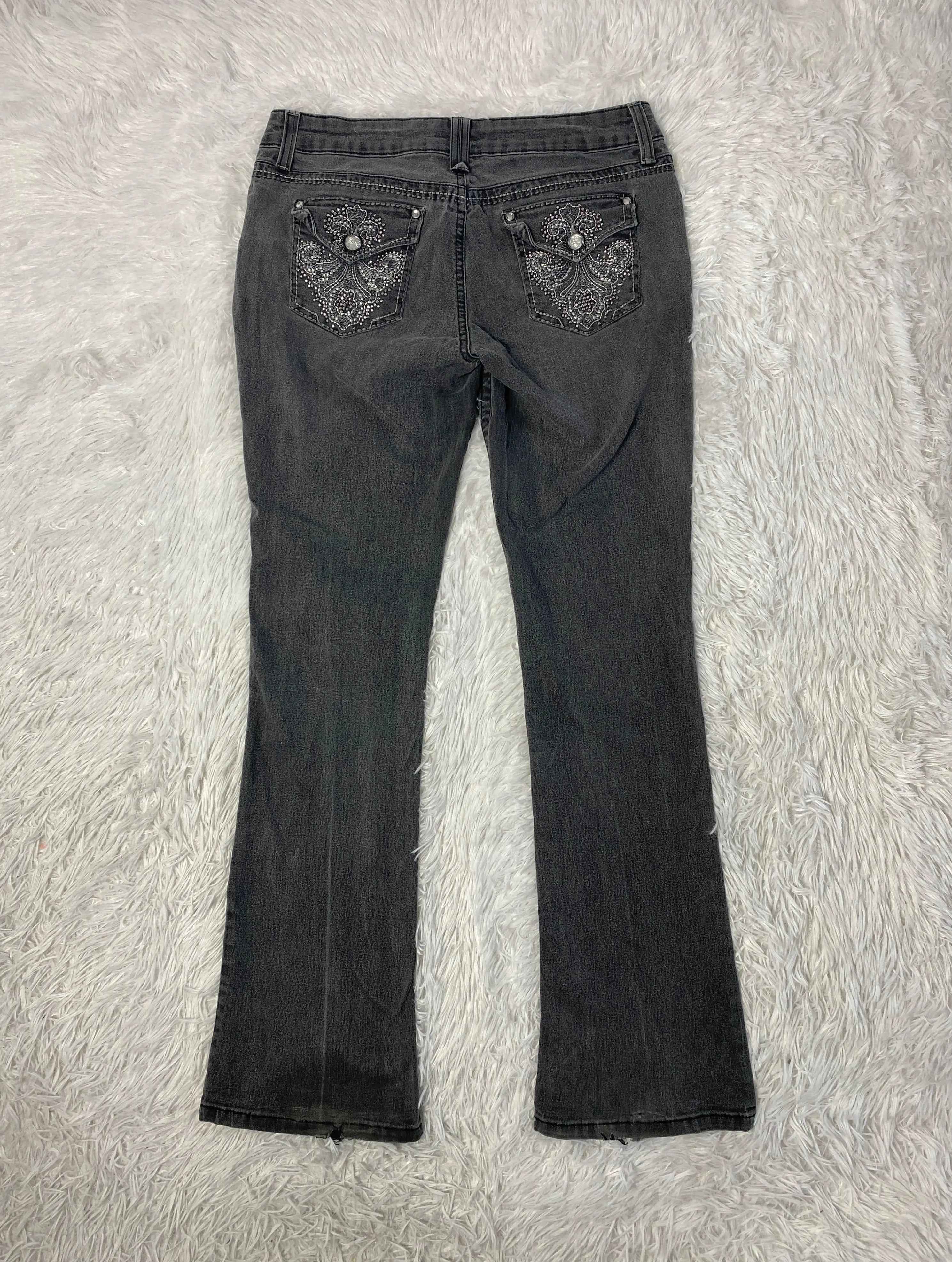 Embroidered Y2K Flared Denim Jeans (Grösse-M)