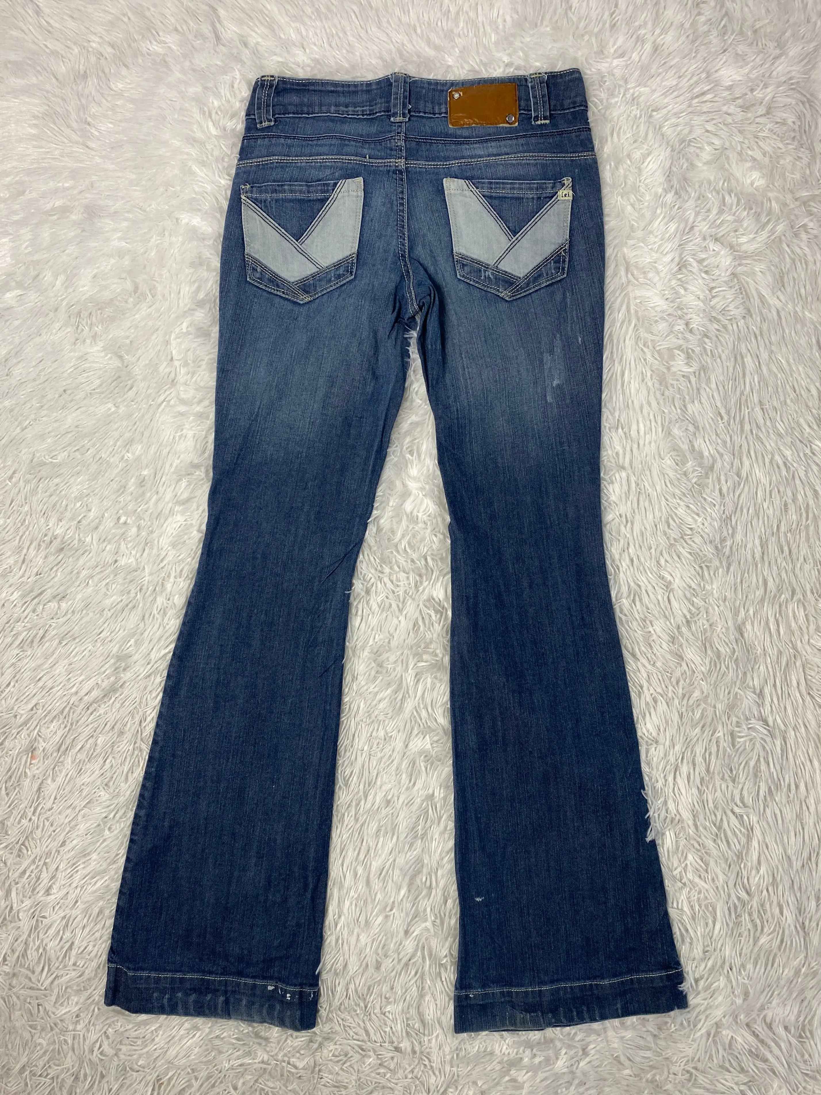 Embroidered Y2K Flared Denim Jeans (Grösse-S)