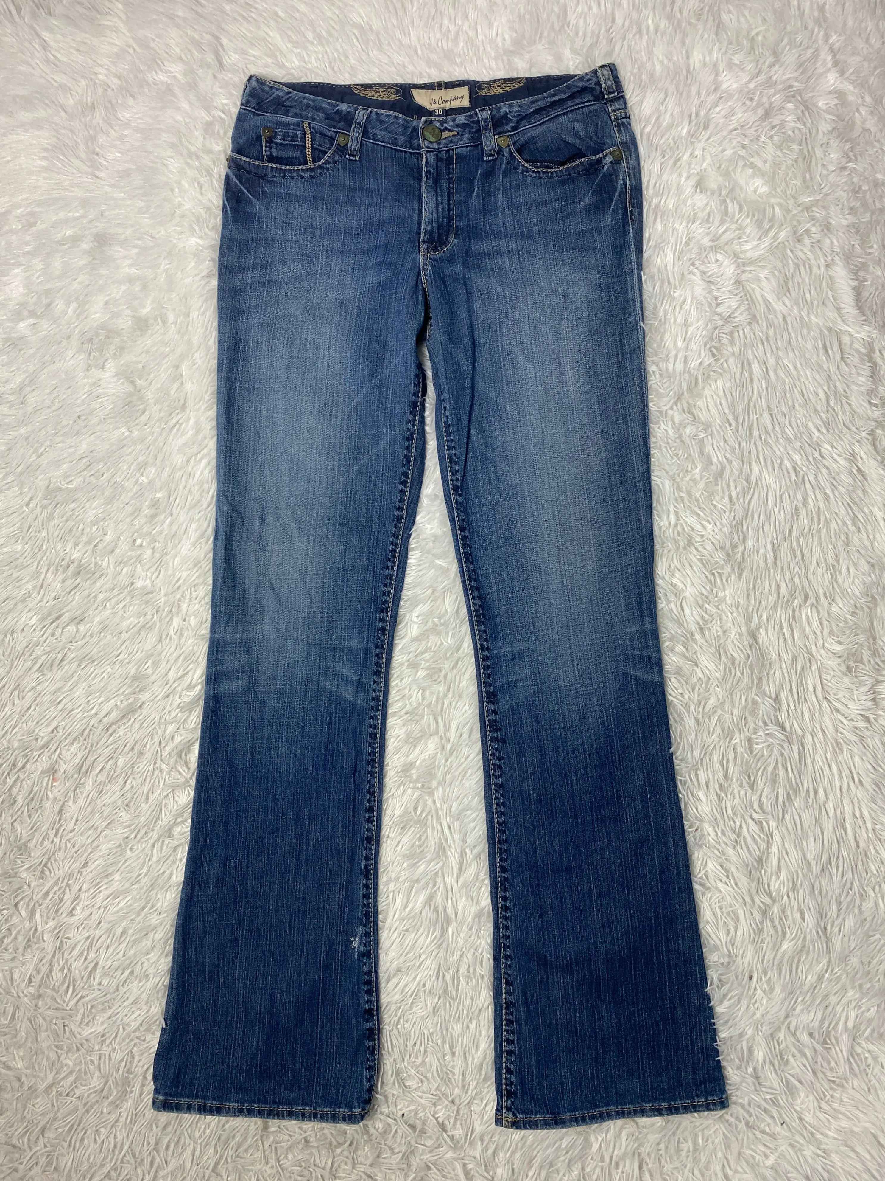 Embroidered Y2K Flared Denim Jeans (Grösse-M)