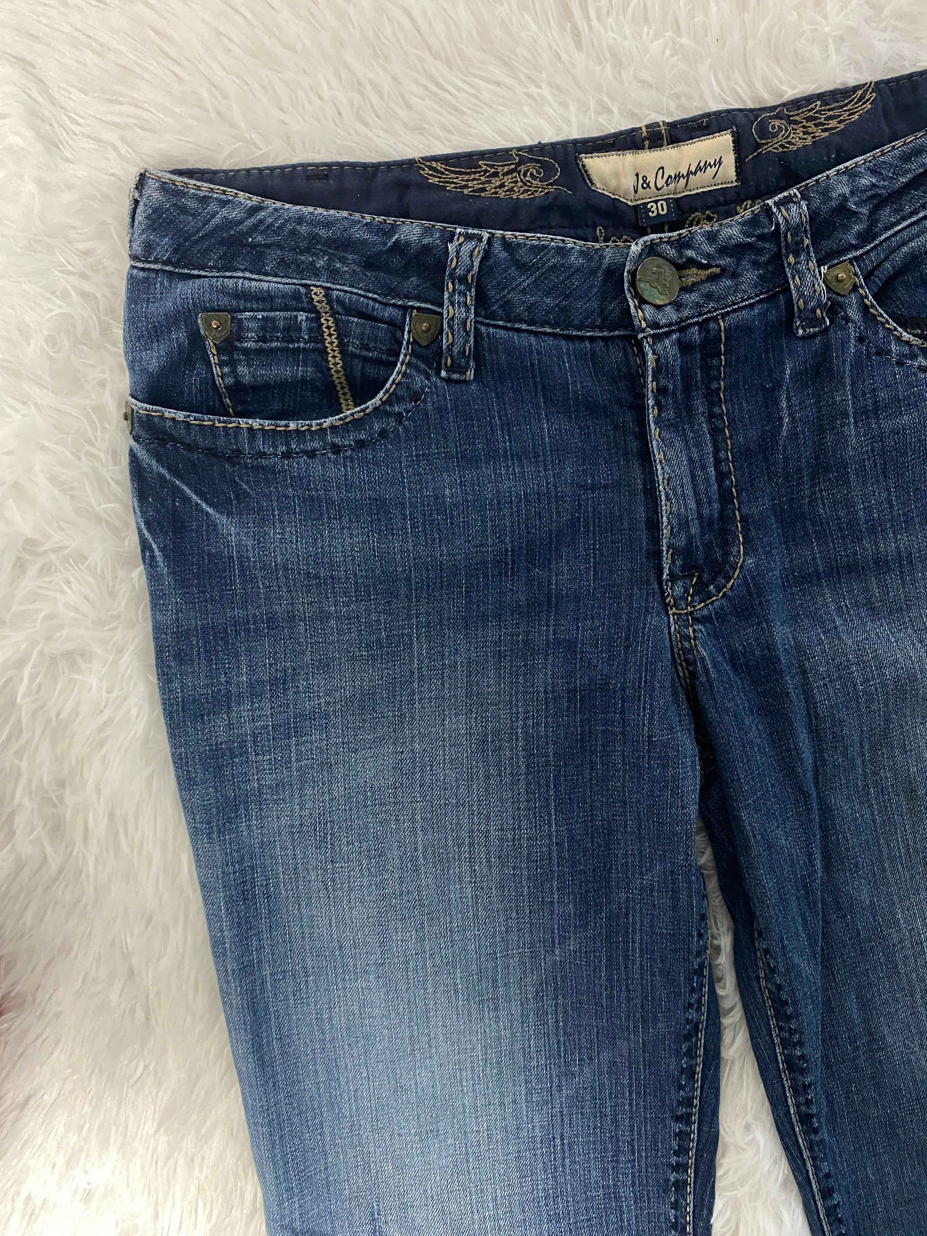 Embroidered Y2K Flared Denim Jeans (Grösse-M)