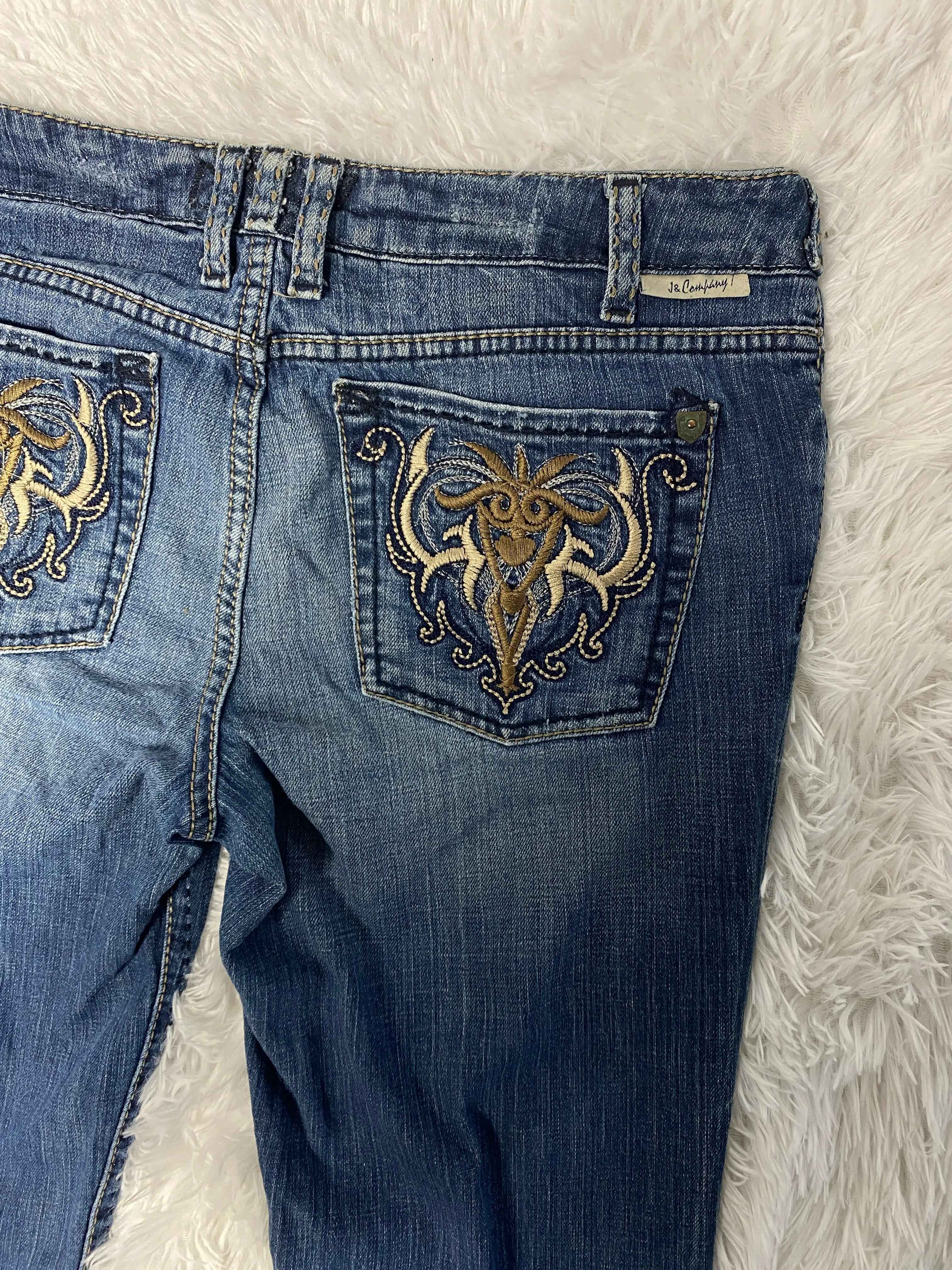 Embroidered Y2K Flared Denim Jeans (Grösse-M)