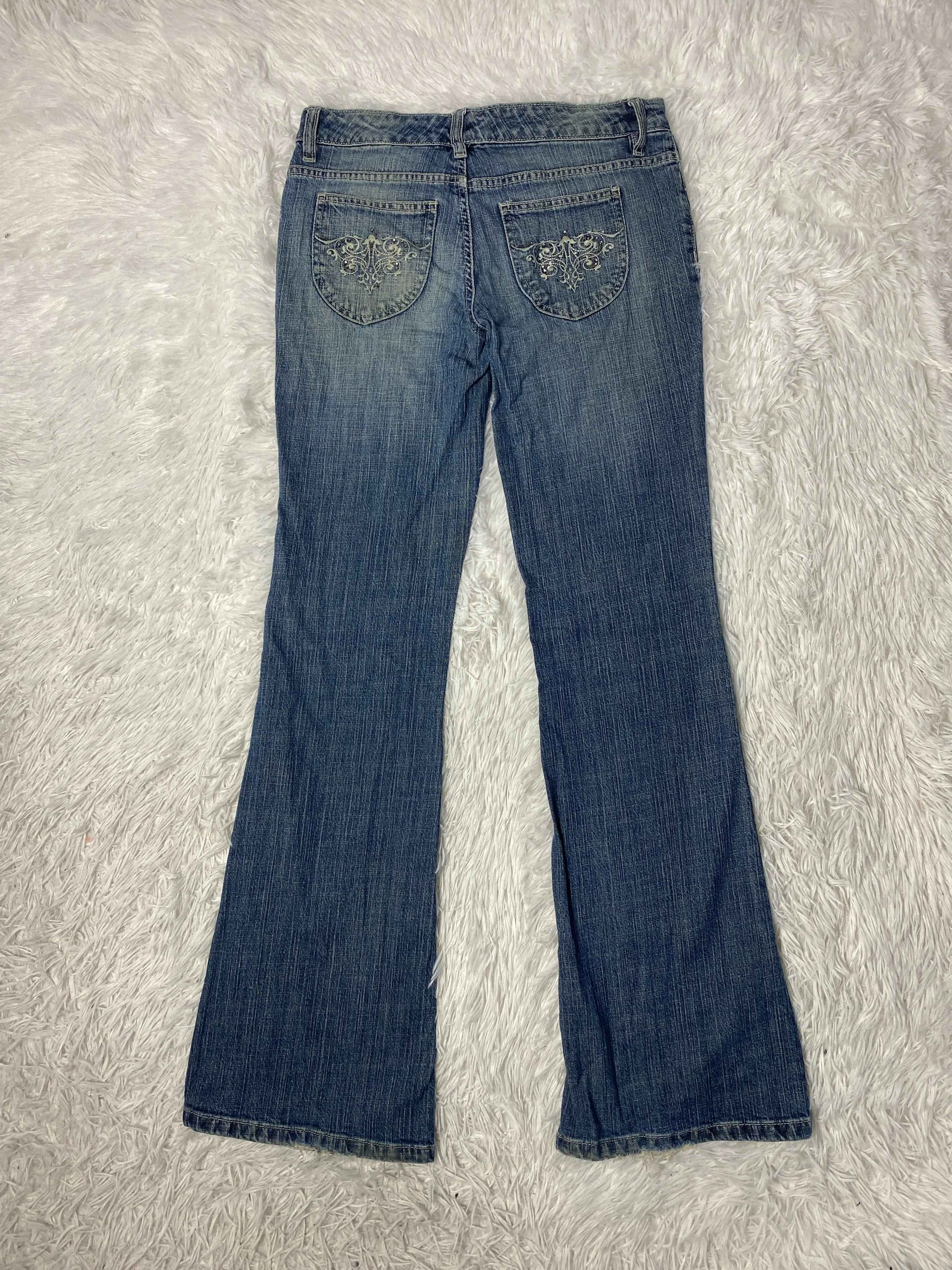 Embroidered Y2K Flared Denim Jeans (Grösse-S)